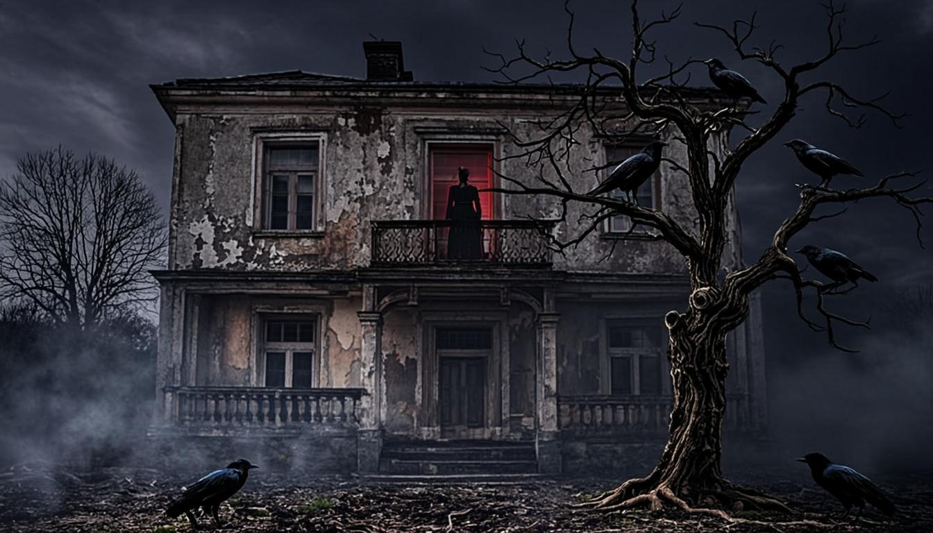 Alkarısı Korku Evi — sisli gece kanlı ışıklı malikâne